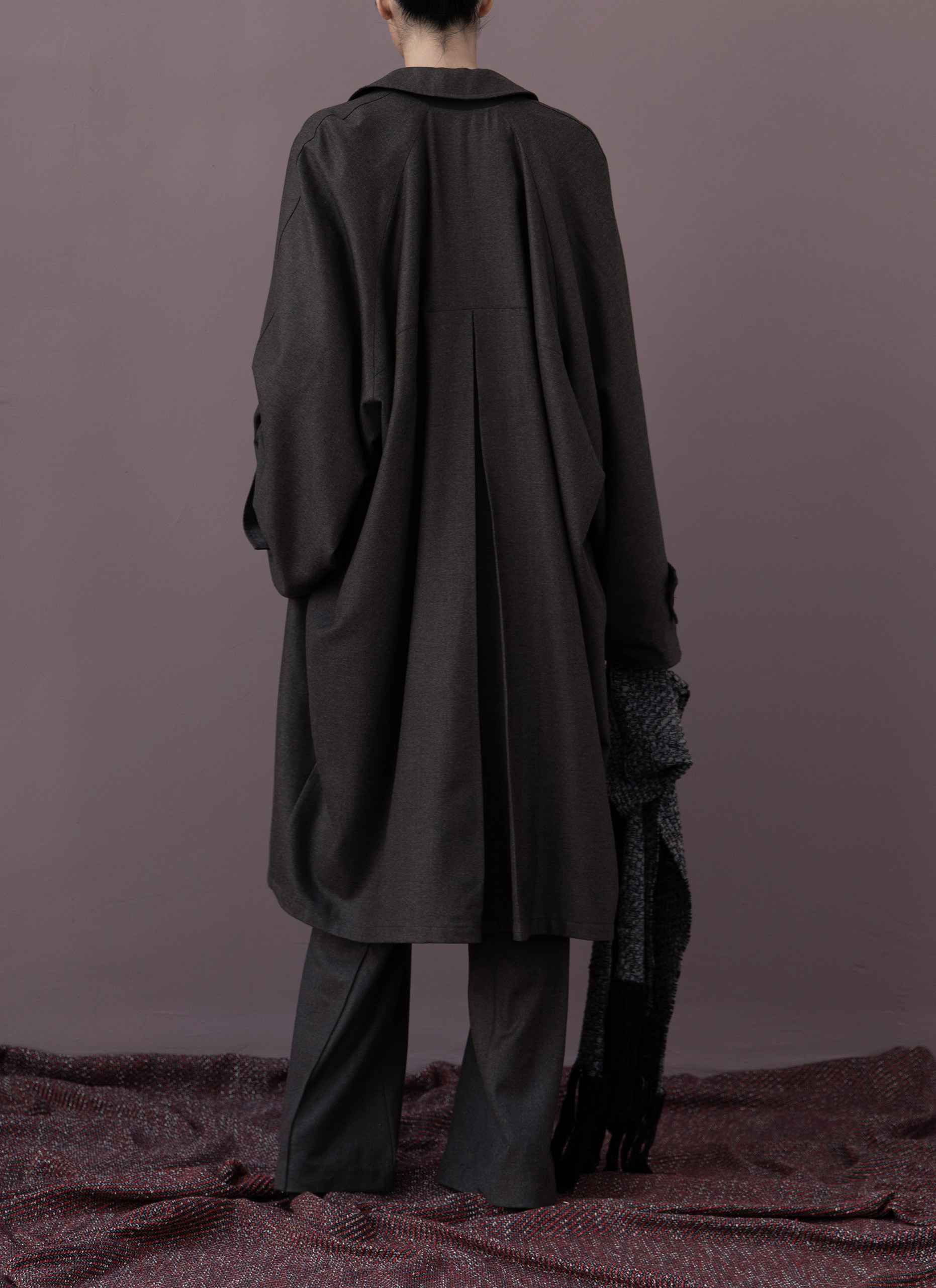 Grey / Black Oversized Double Sided Trench Coat Woman