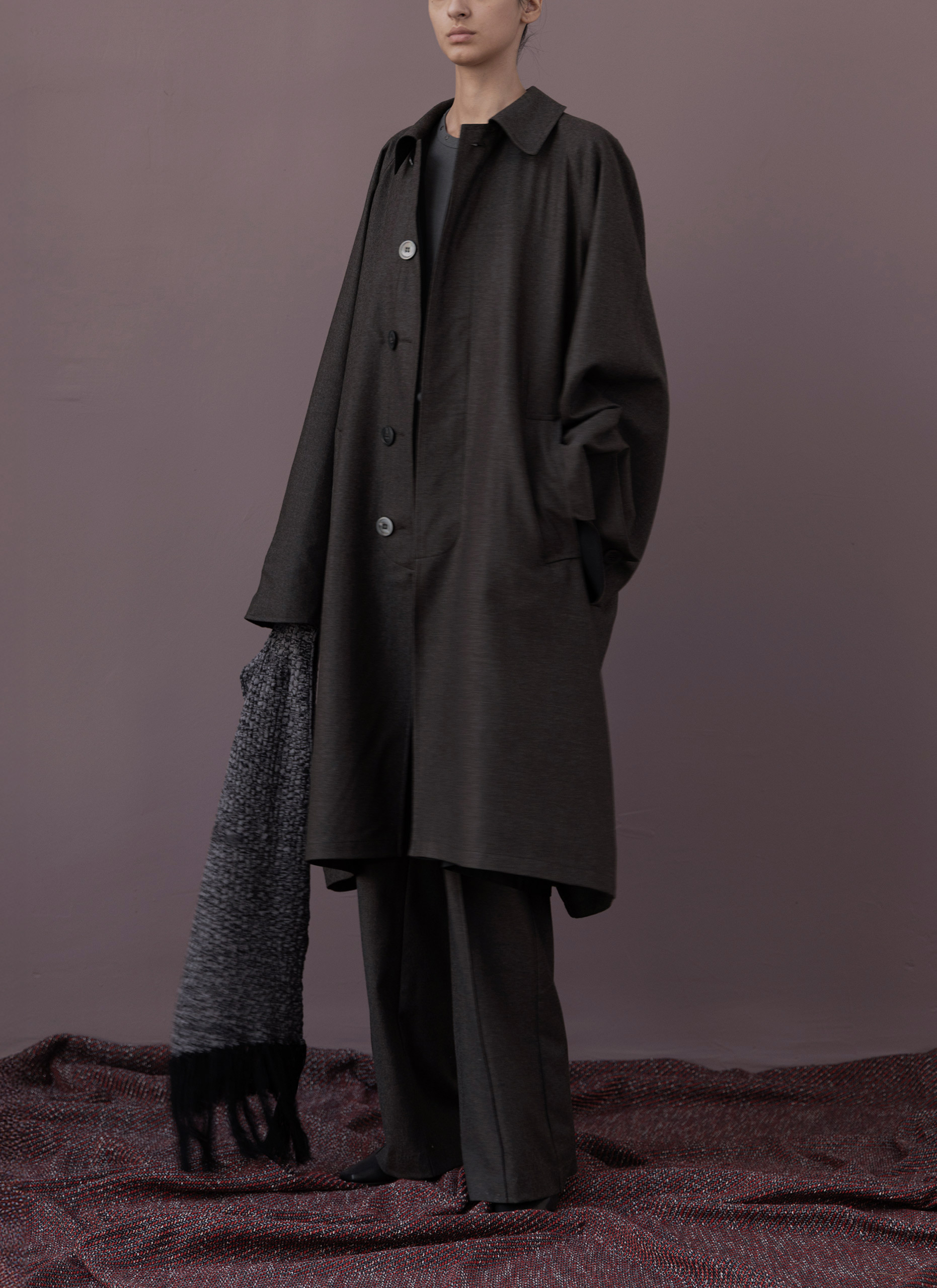 Grey / Black Oversized Double Sided Trench Coat Woman