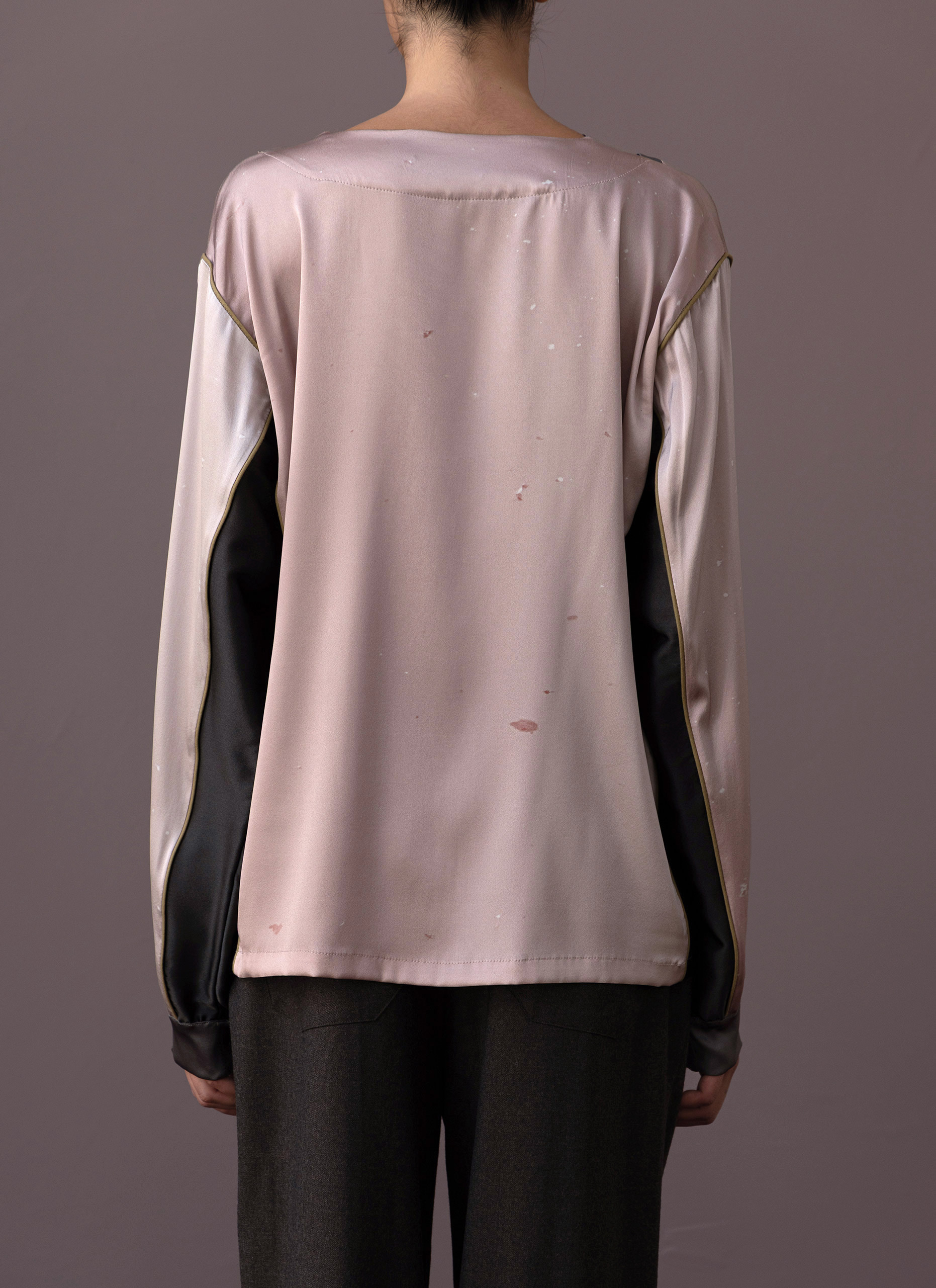 Pink Dust Silk V-Neck Football Top Woman