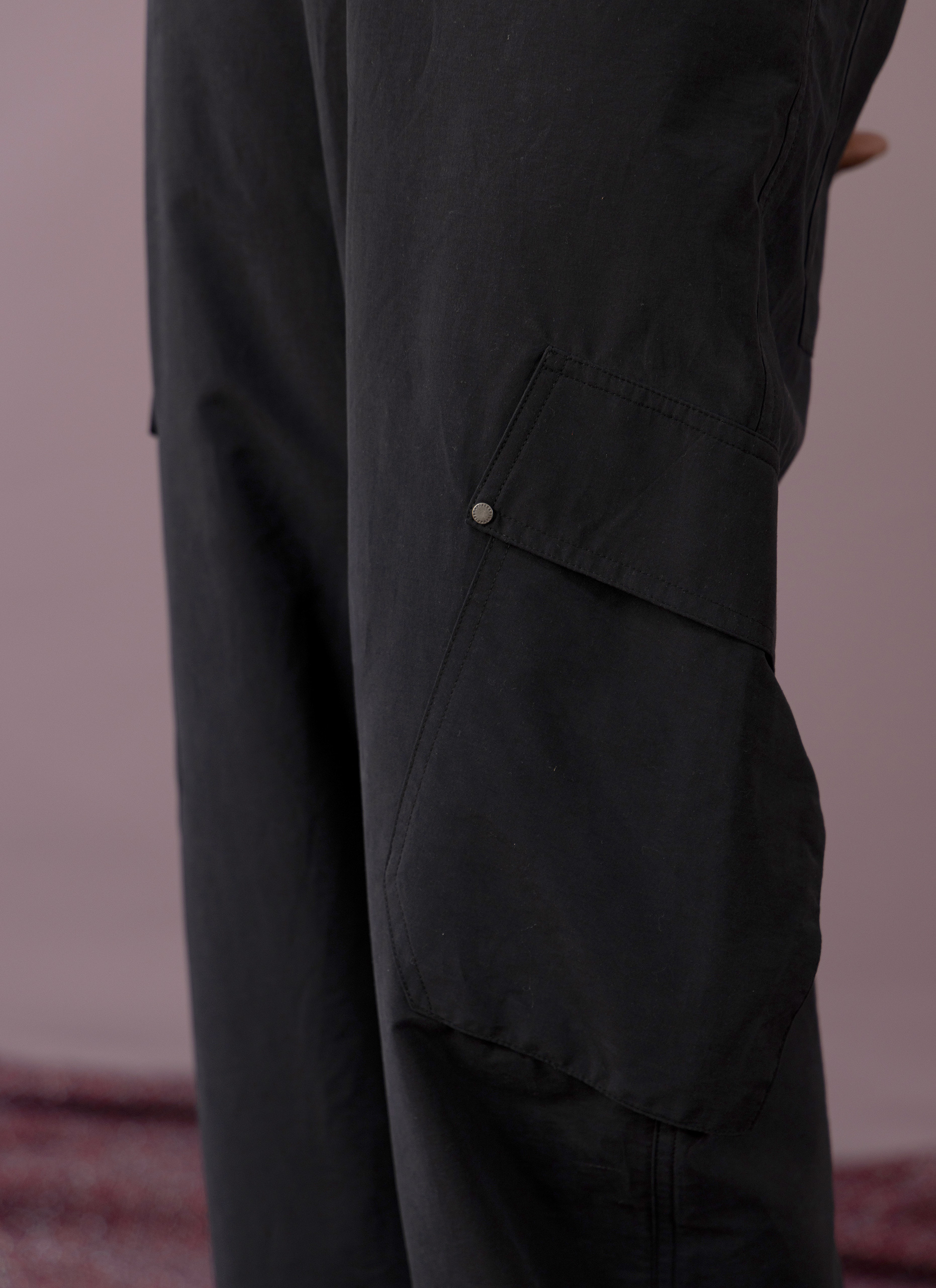 Black Nylon Cargo Pants