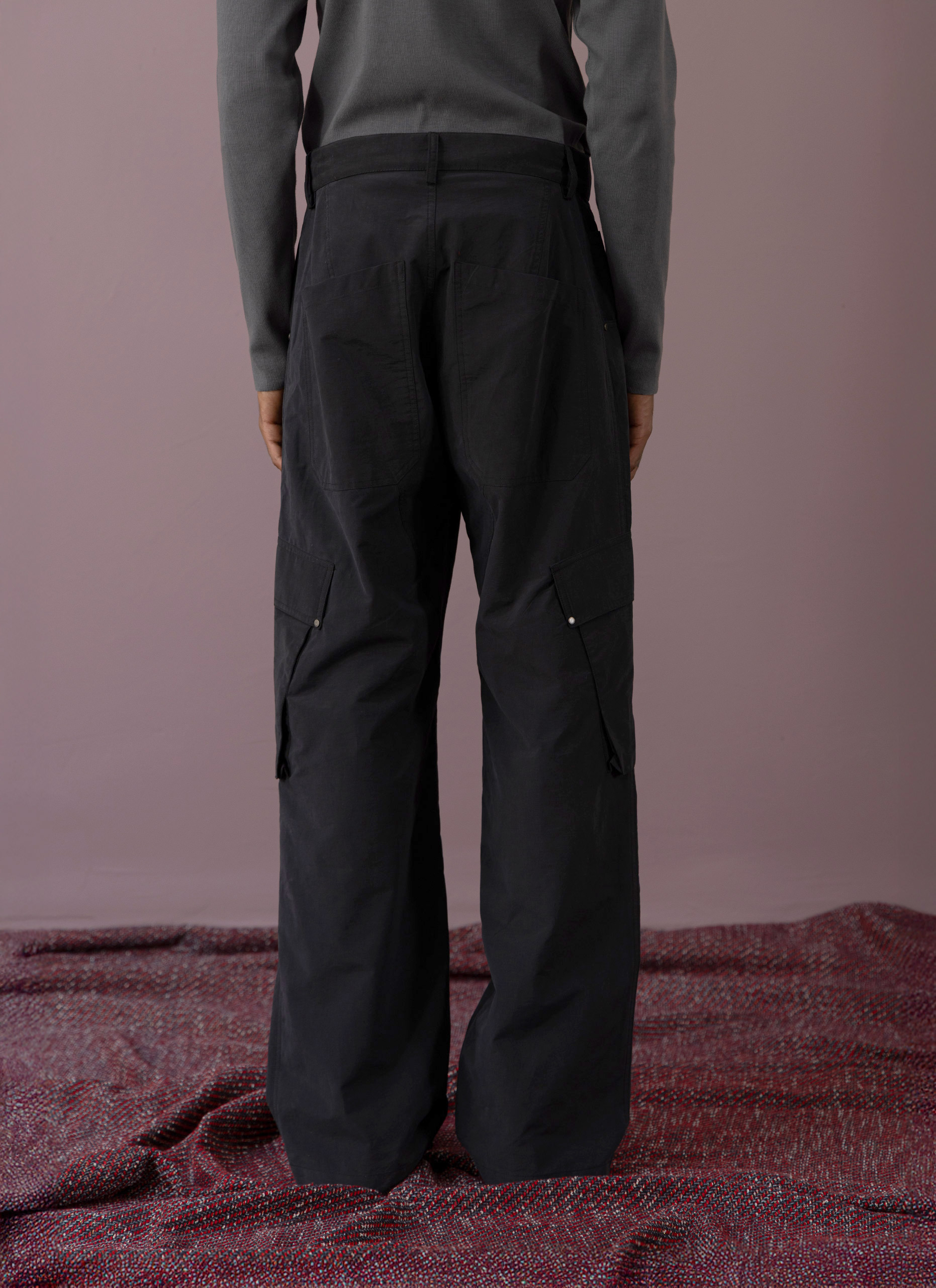 Black Nylon Cargo Pants