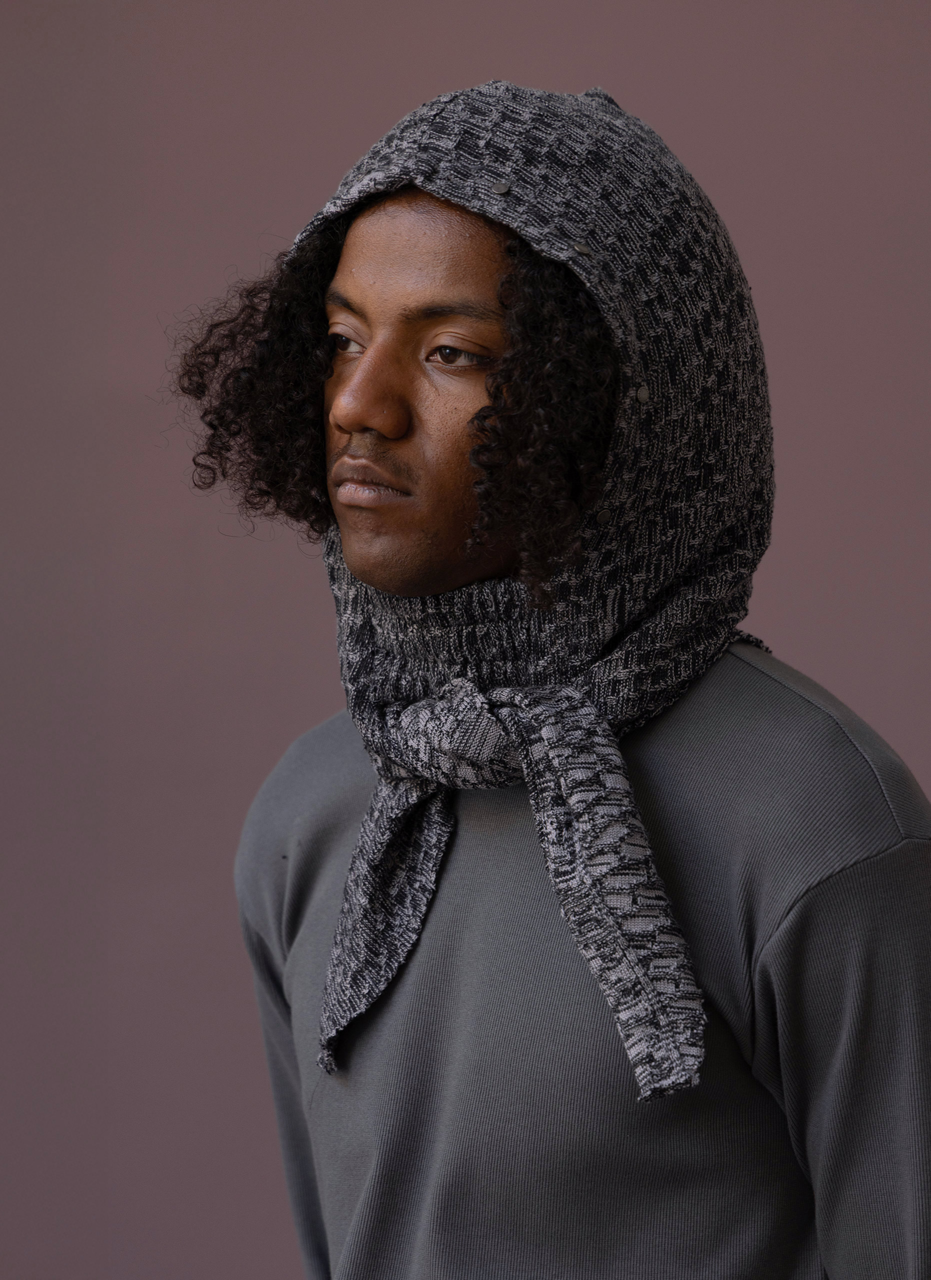 Black / Grey Embossed Jacquard Balaclava