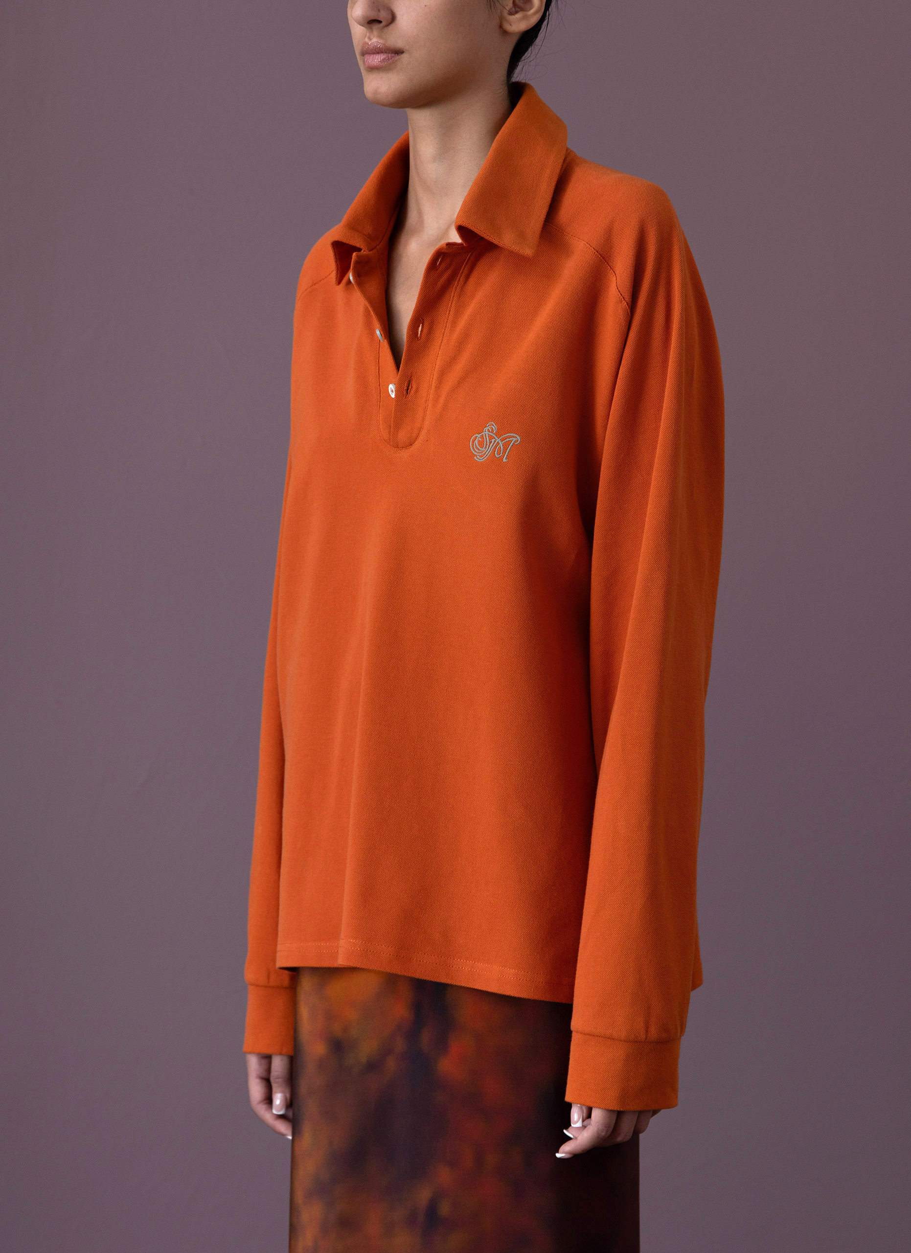 Dark Persimmon Sailor Polo Long Sleeve Shirt Woman