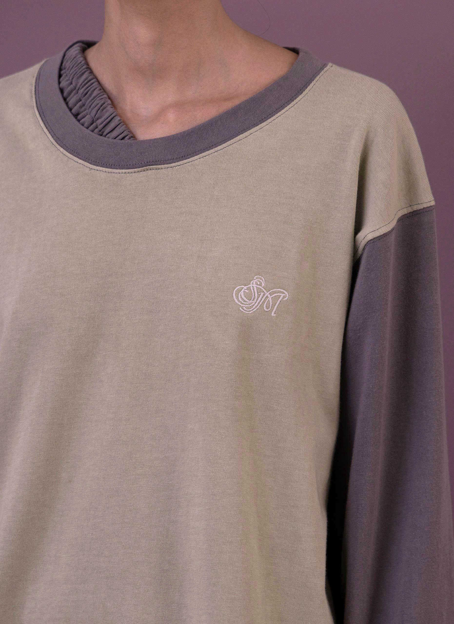 Dark Bone / Grey Waistband Longsleeve T-Shirt Woman