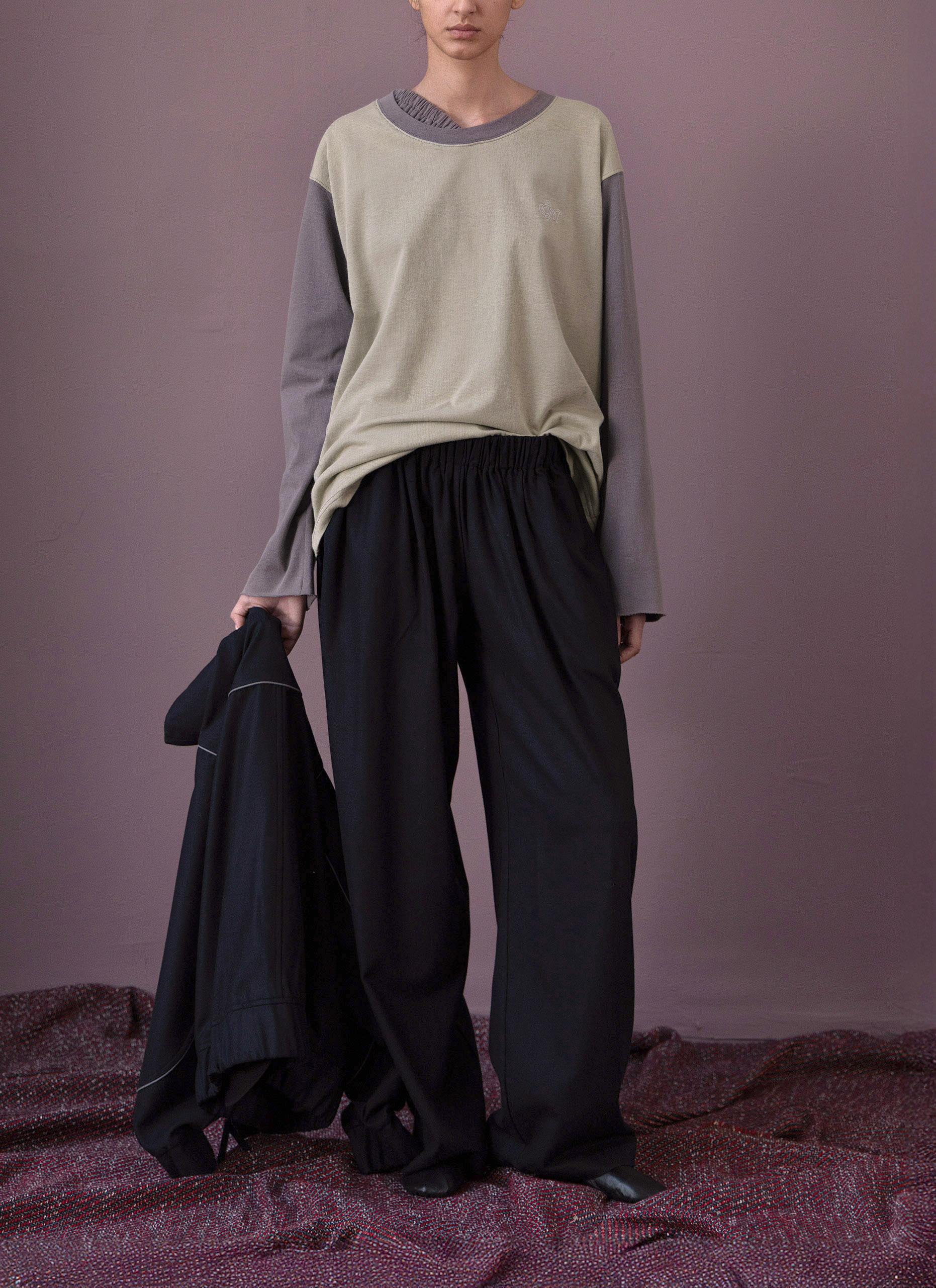 Dark Bone / Grey Waistband Longsleeve T-Shirt Woman