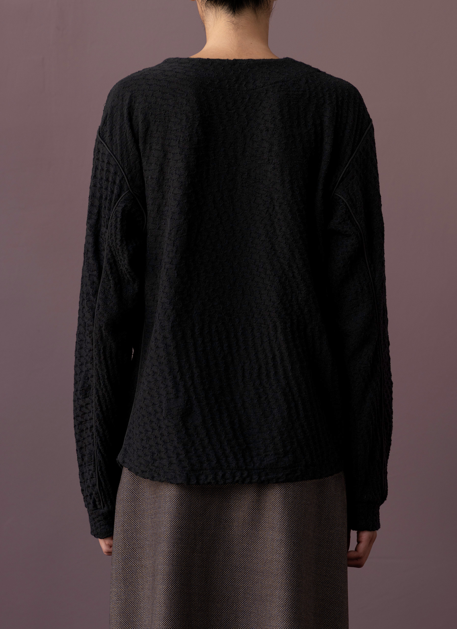 Black Knit V-Neck Top