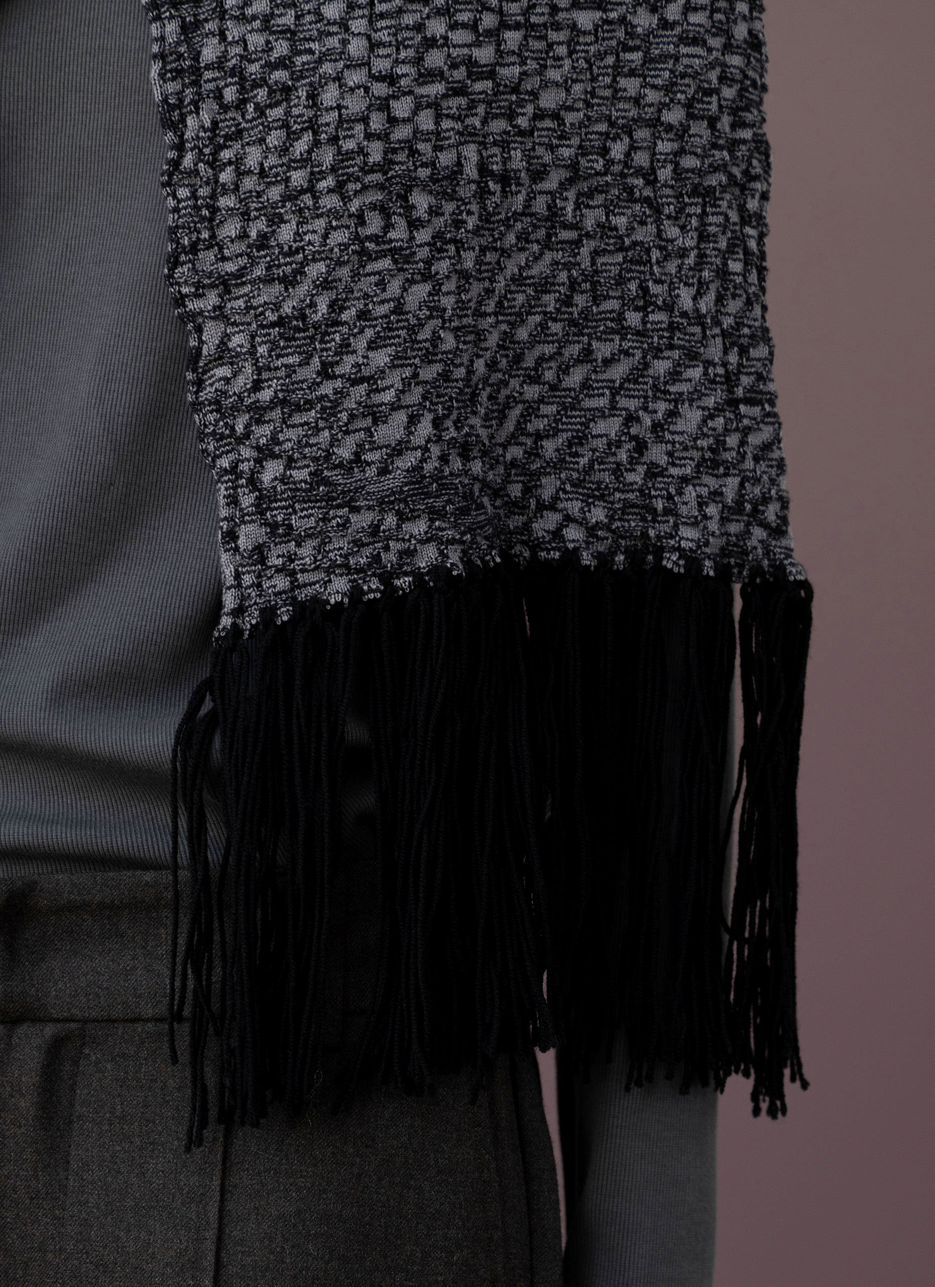 Black / Grey Embossed Cotton Scarf