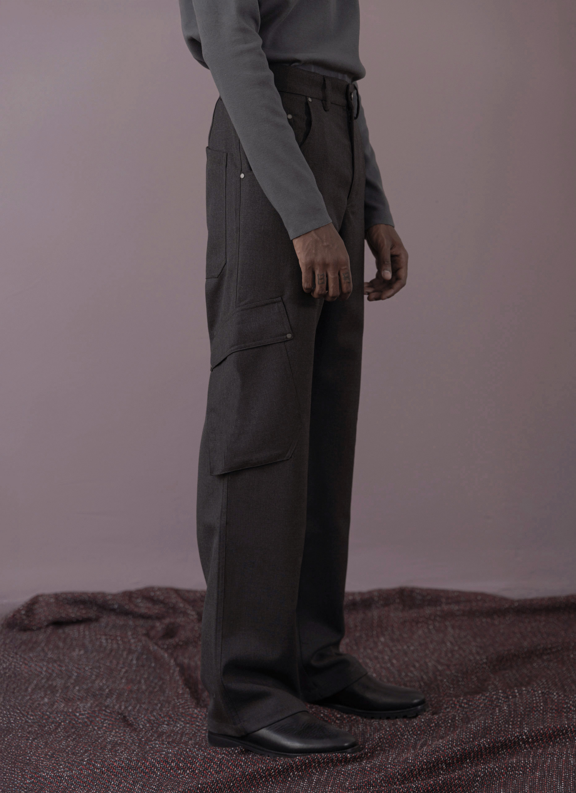 Dark Grey Wool / Dacron Cargo Pants