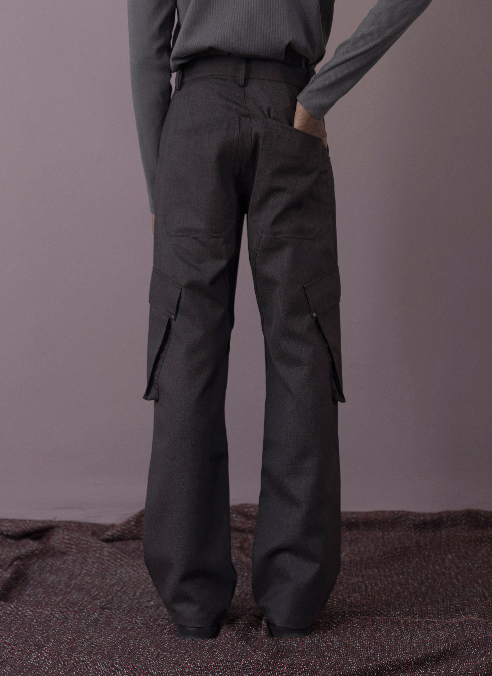 Dark Grey Wool / Dacron Cargo Pants