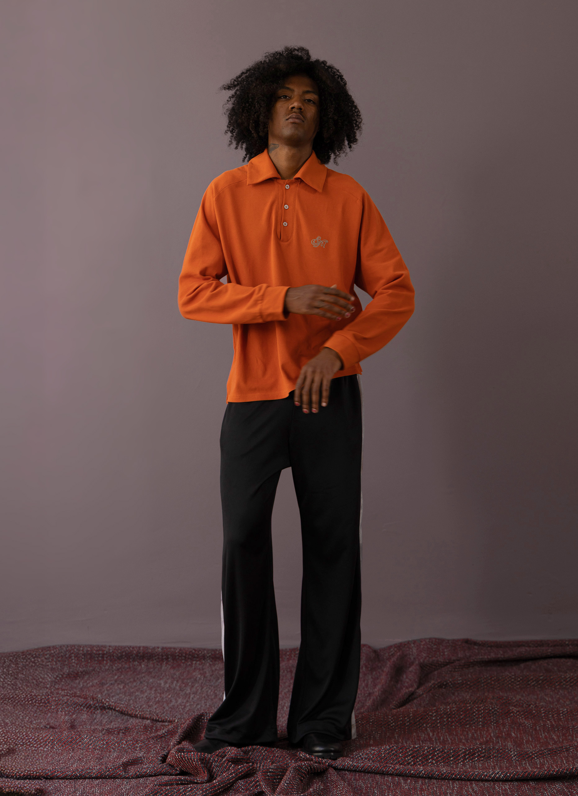 Dark Persimmon Sailor Polo Long Sleeve Shirt Man