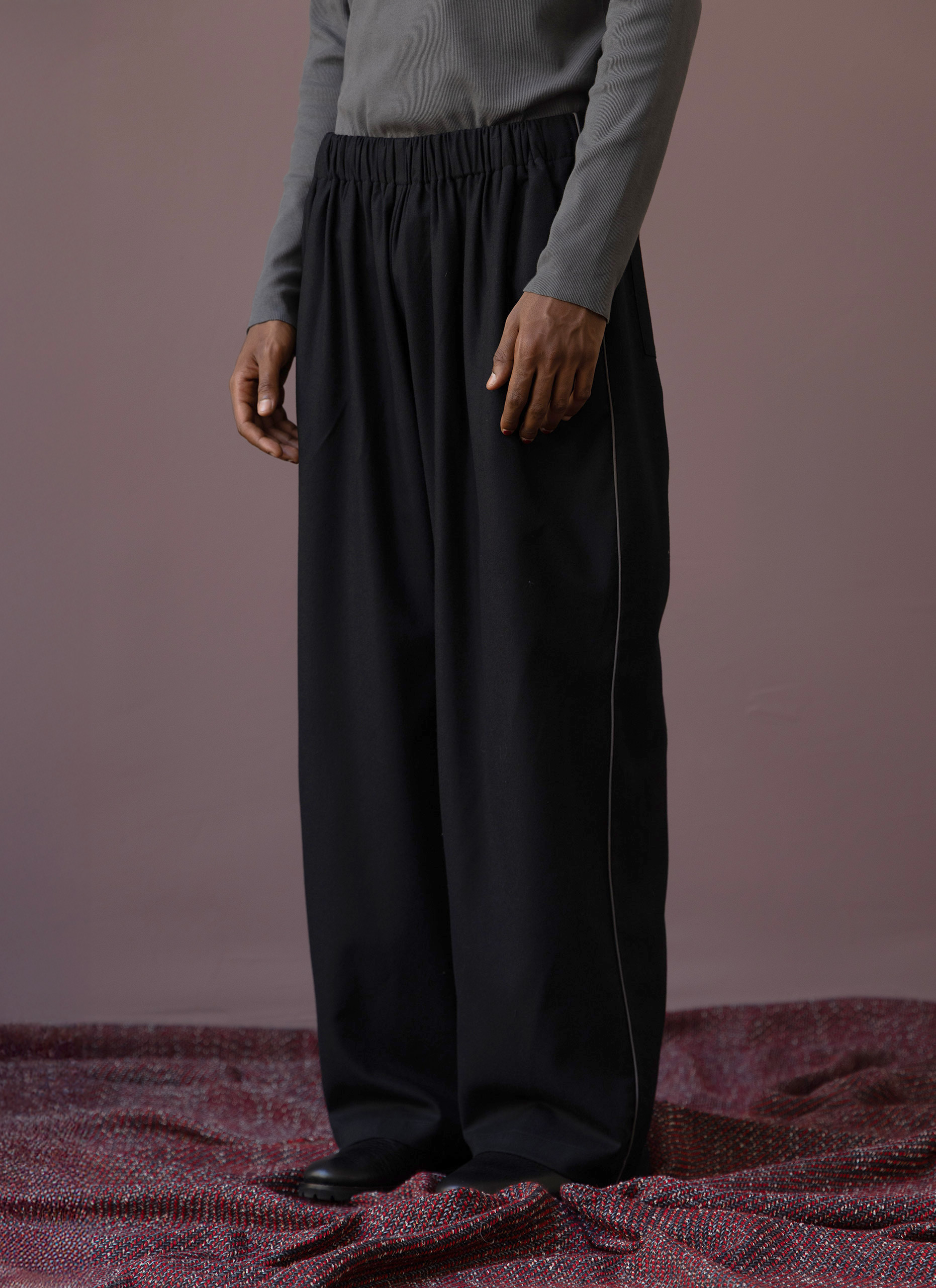 Blue Black Wool Sweatpants Man