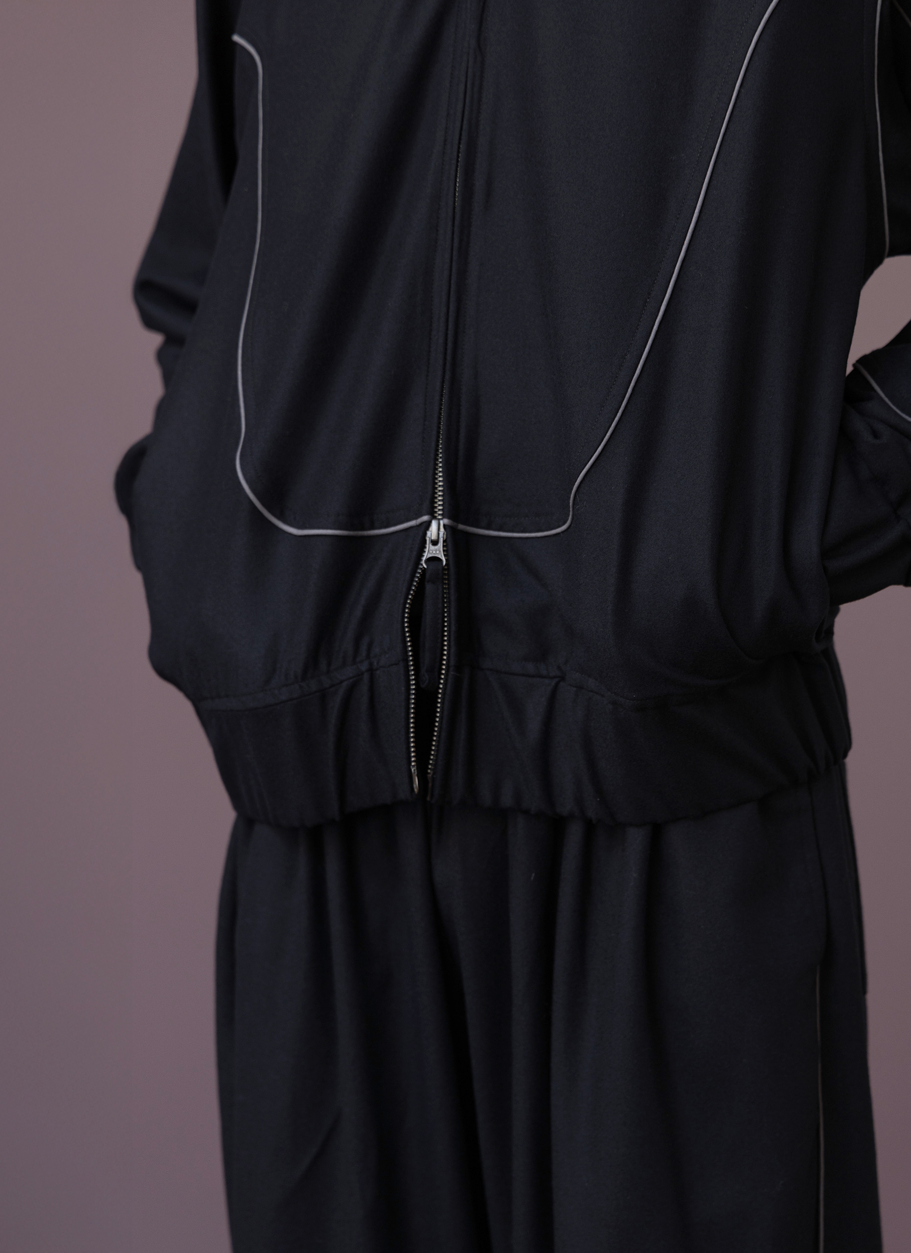 Blue Black Wool Track Jacket Man
