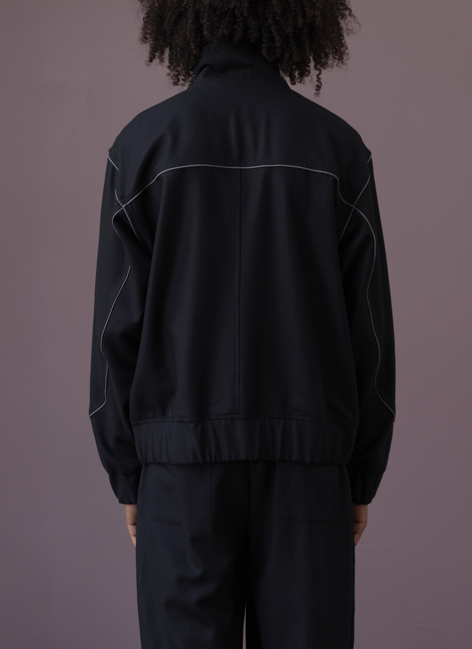 Blue Black Wool Track Jacket Man