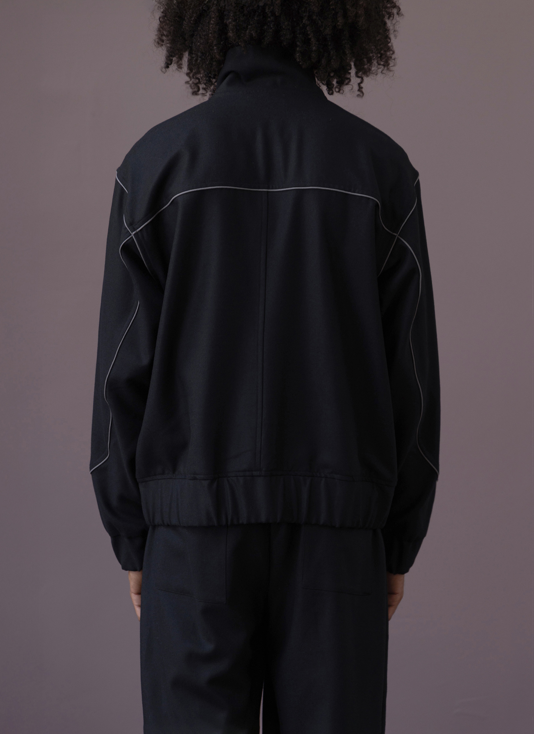 Blue Black Wool Track Jacket Man