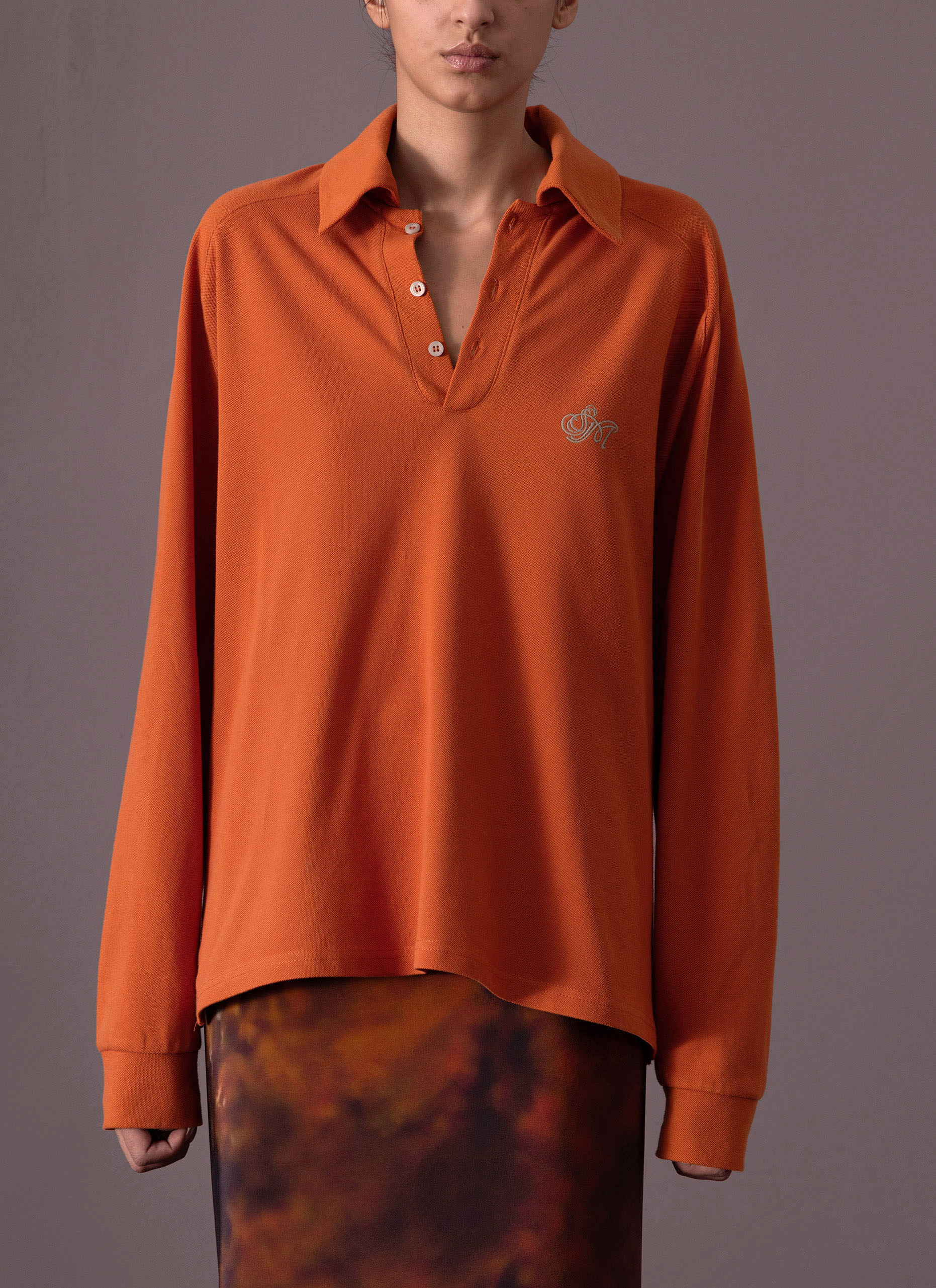 Dark Persimmon Sailor Polo Long Sleeve Shirt Woman
