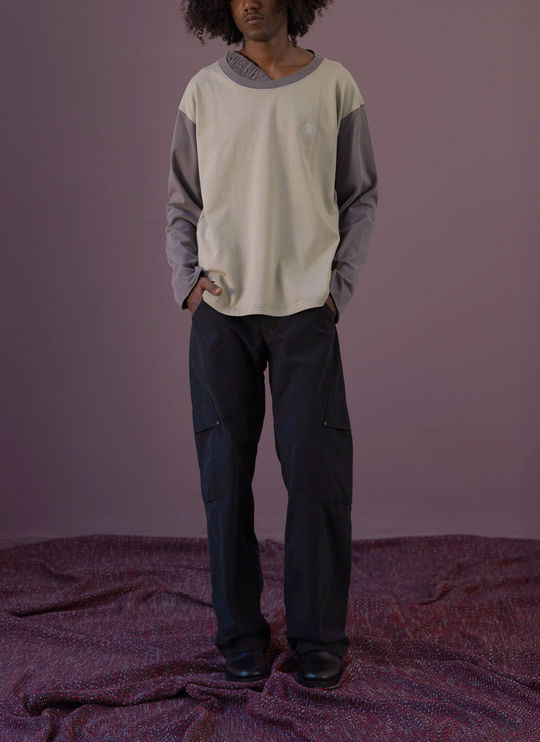 Dark Bone / Grey Waistband Longsleeve T-Shirt Man