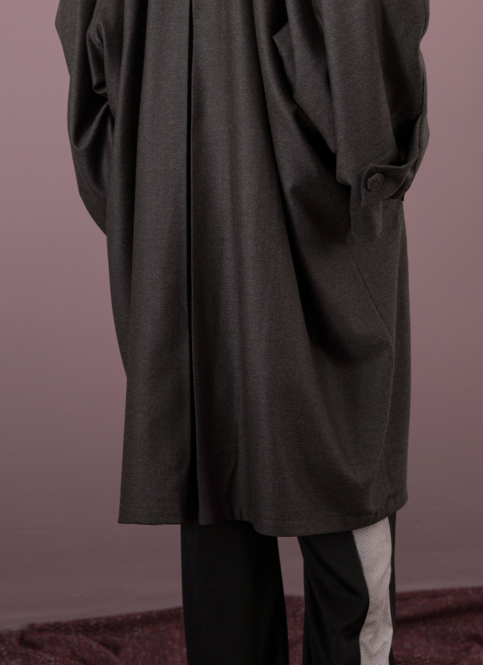 Grey / Black Oversized Double Sided Trench Coat Man
