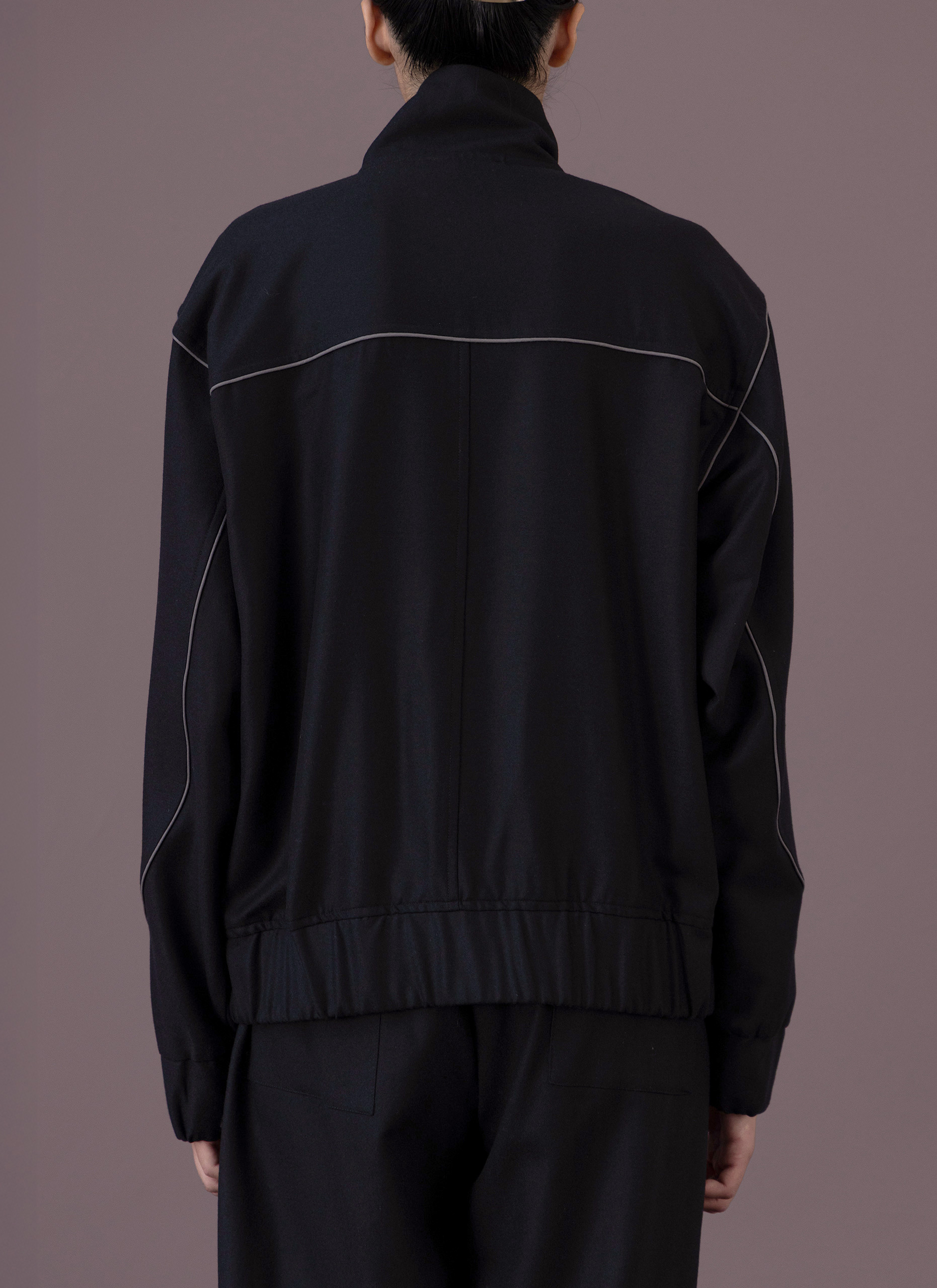 Blue Black Wool Track Jacket Woman