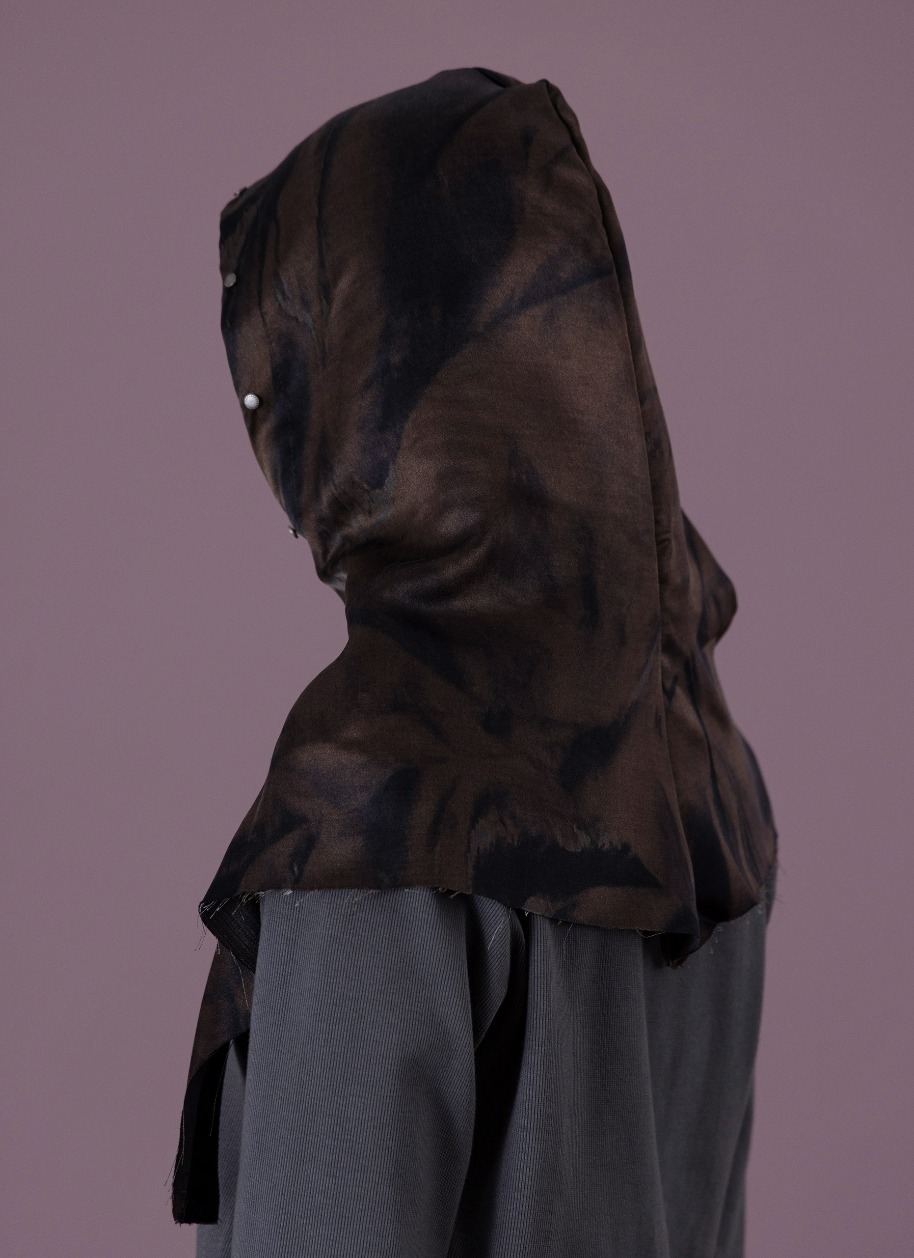 Wrinkles Brown Grey Wool / Silk Balaclava