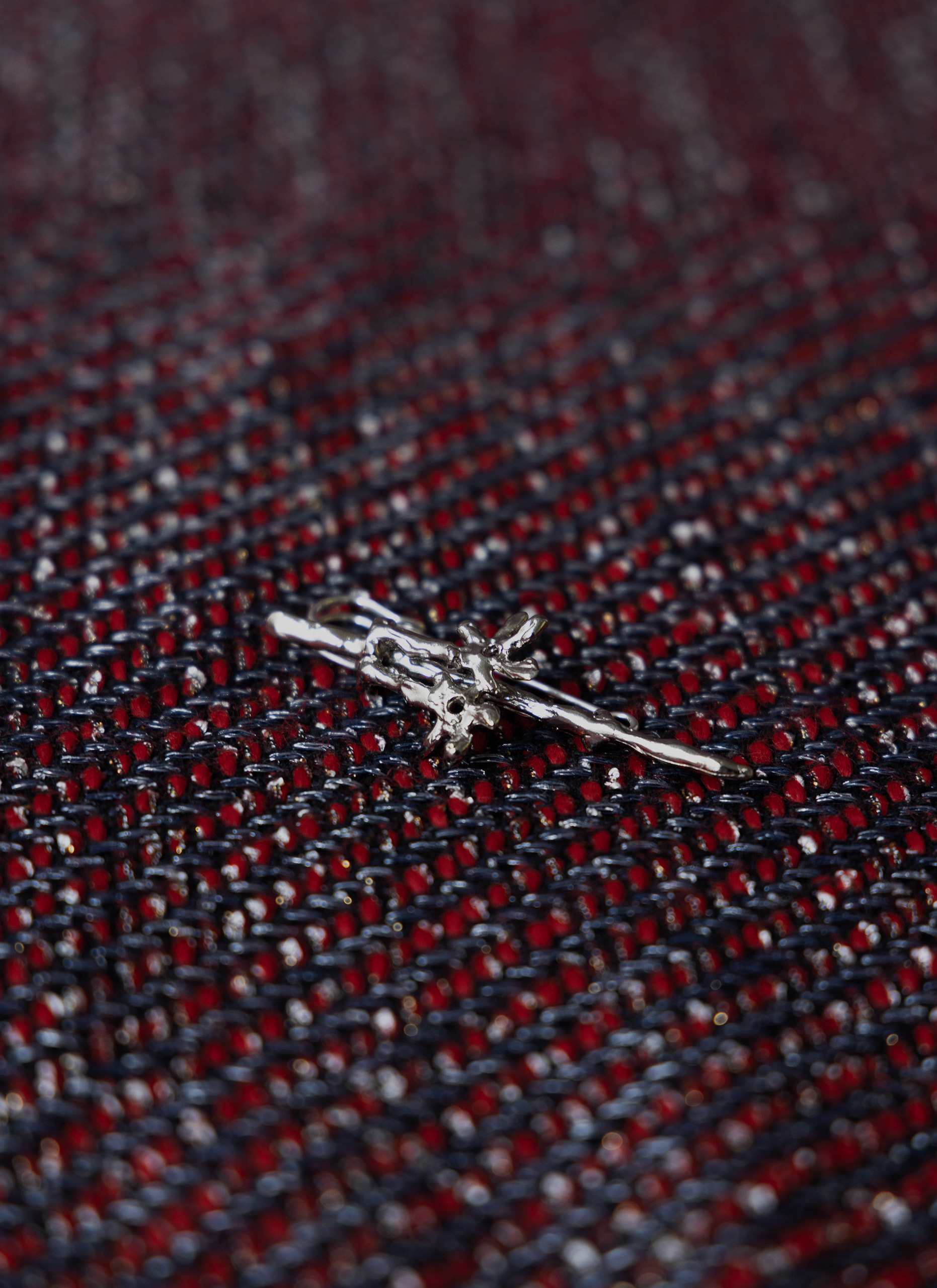 Silver Coral Propeller Brooch